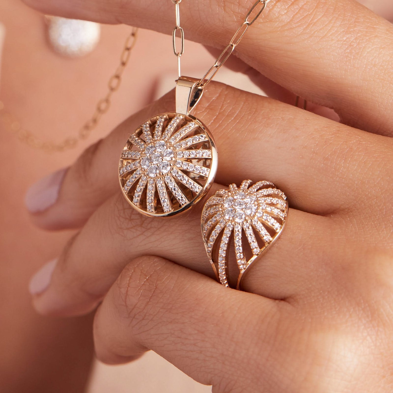 Palmer Diamond Dome Pendant in Solid 14k Gold