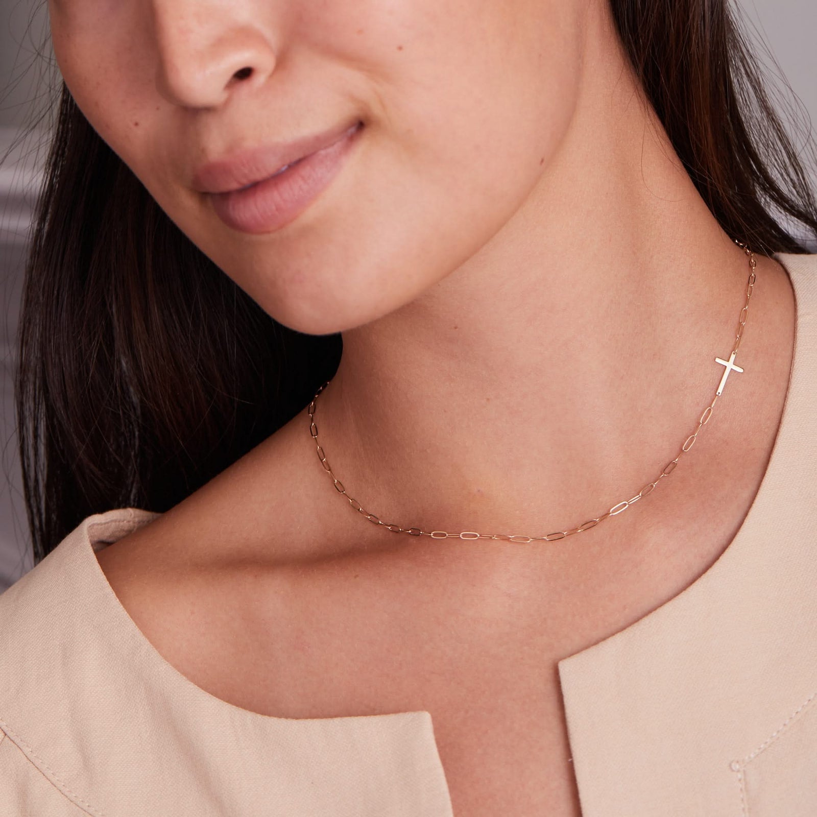 Cross Adelaide Mini Necklace in 14k Gold
