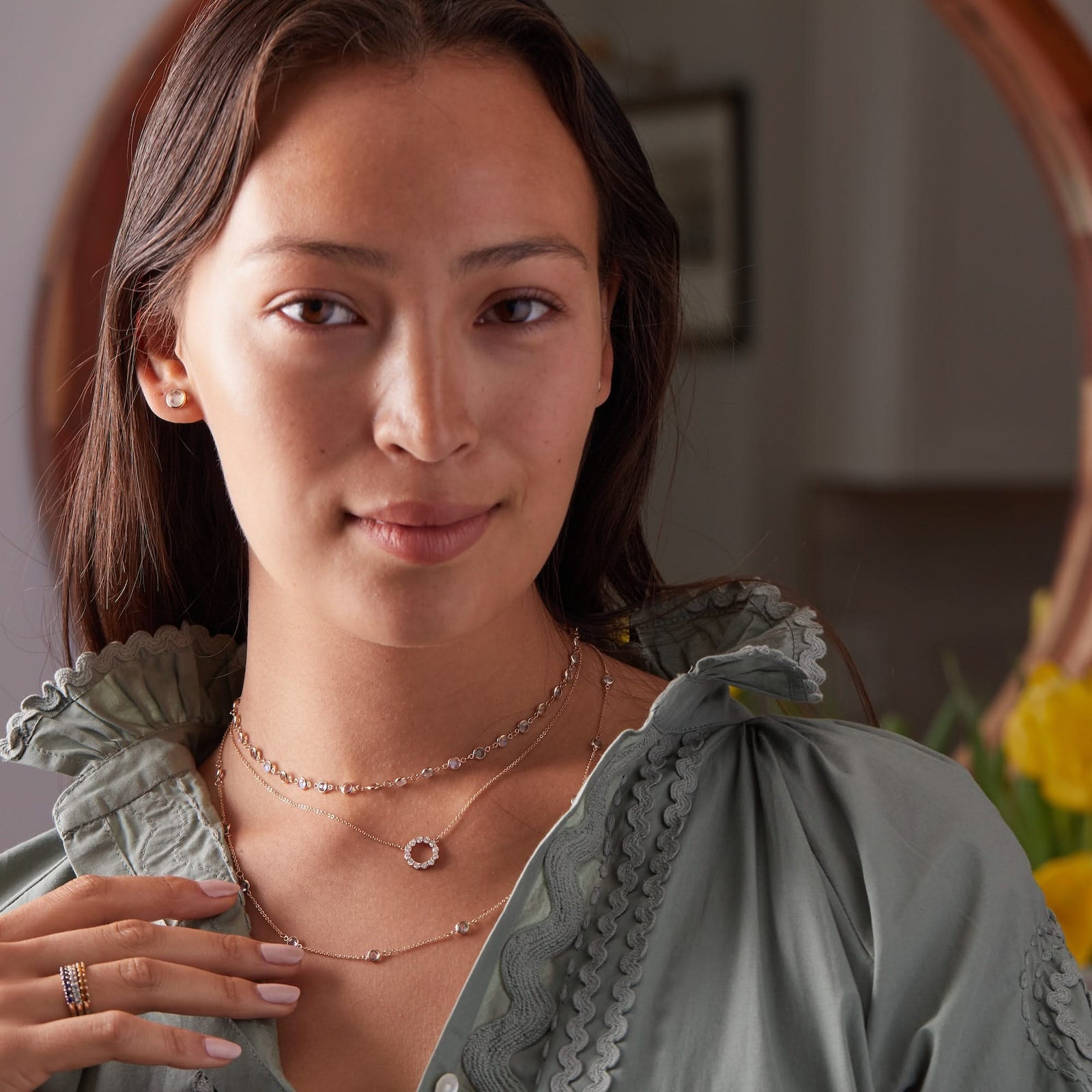 Rosecliff Small Circle Birthstone Necklace in 14k Gold