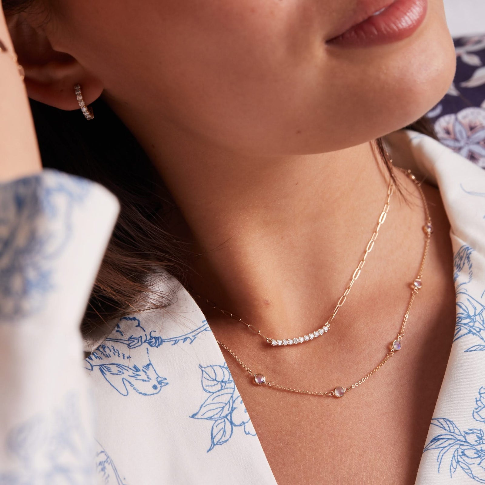 Bayberry 11 Moonstone Necklace in 14k Gold (June)