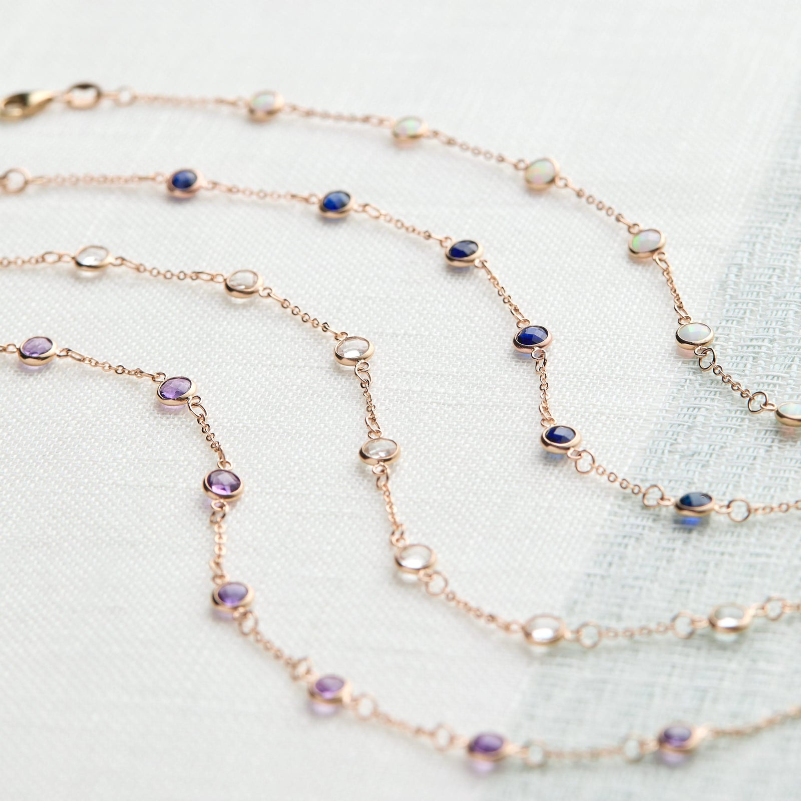 Petite 7 Birthstone Bracelet in 14k Gold