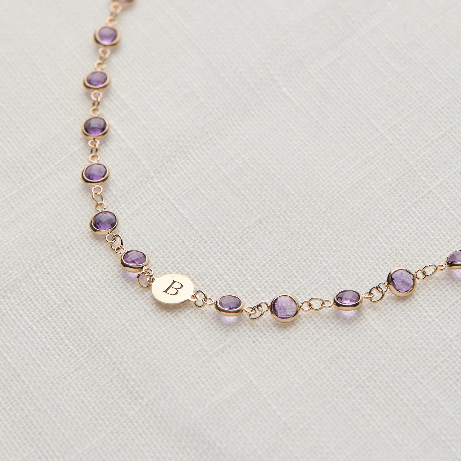 Newport 1 Letter Birthstone Necklace in 14k Gold