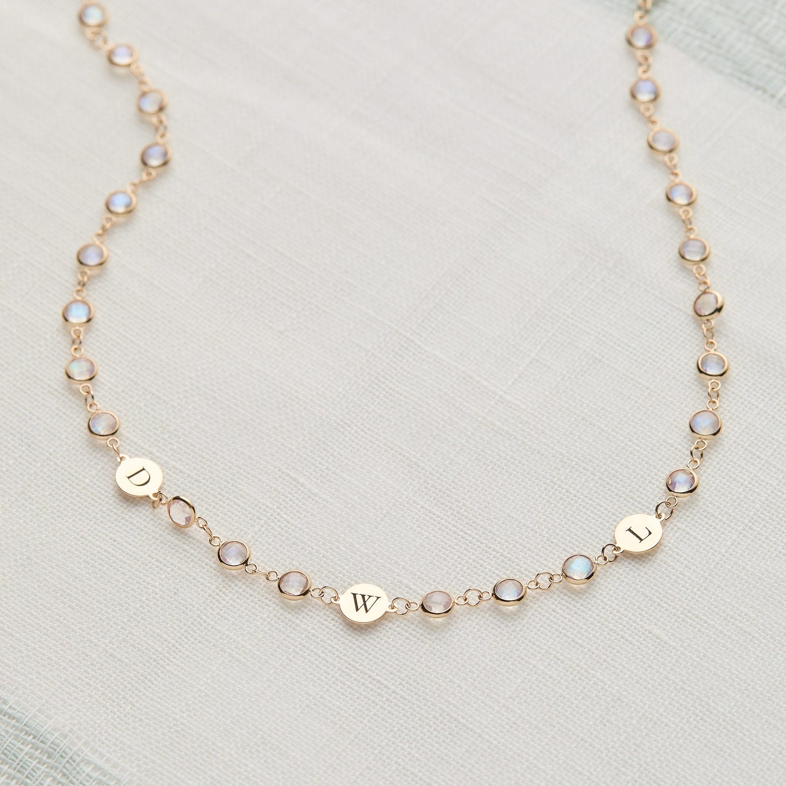 Newport 3 Letter Birthstone Necklace in 14k Gold