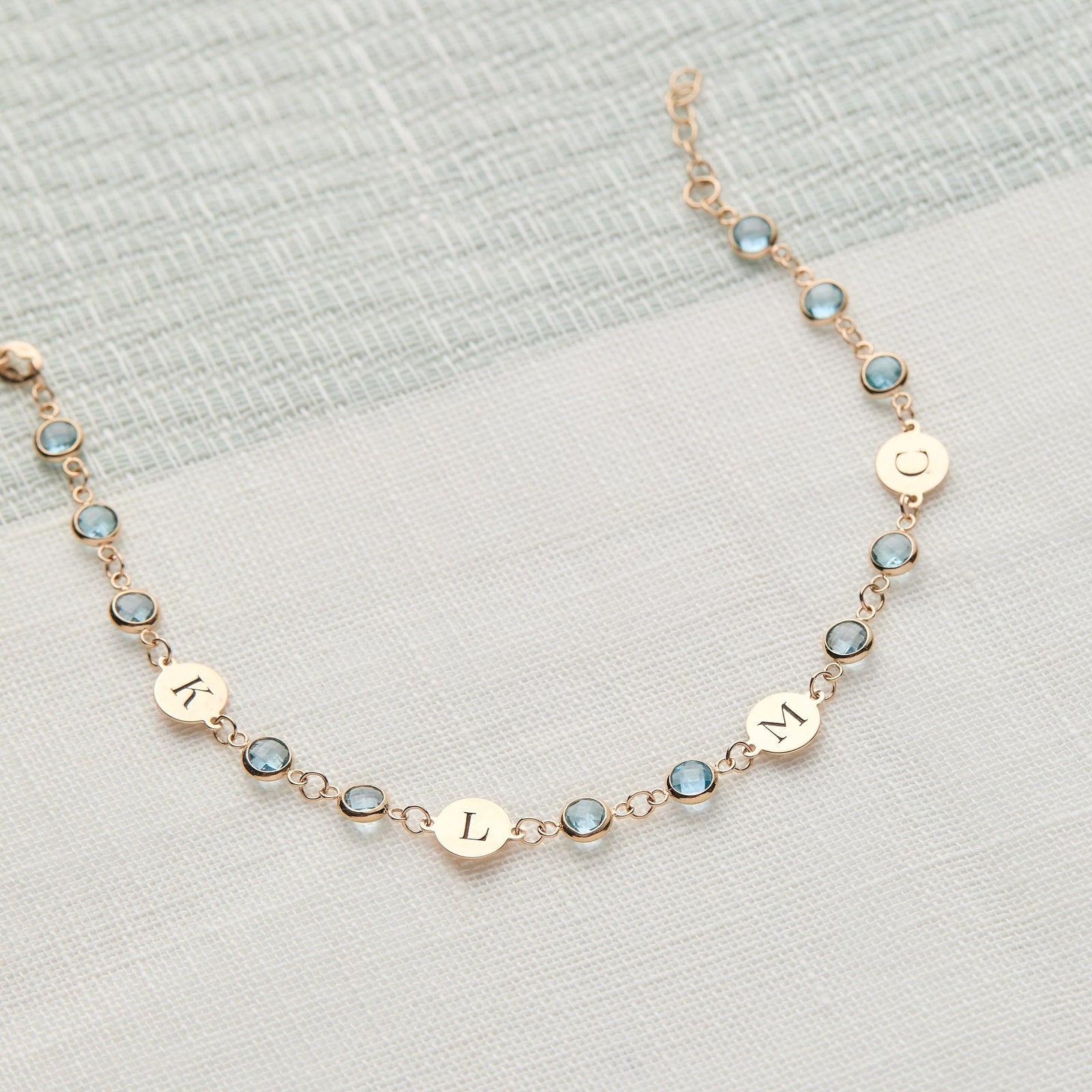 Newport 4 Letter Birthstone Bracelet in 14k Gold