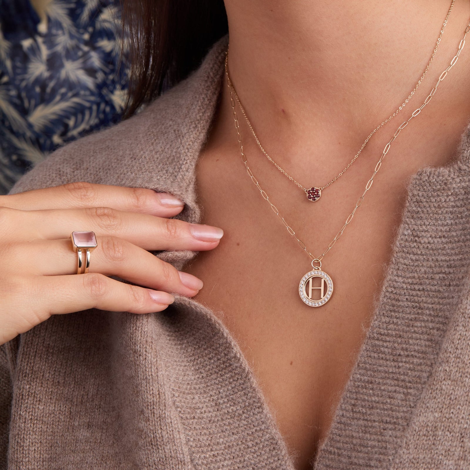 Letter & Diamond Pendant in 14k Gold (April)