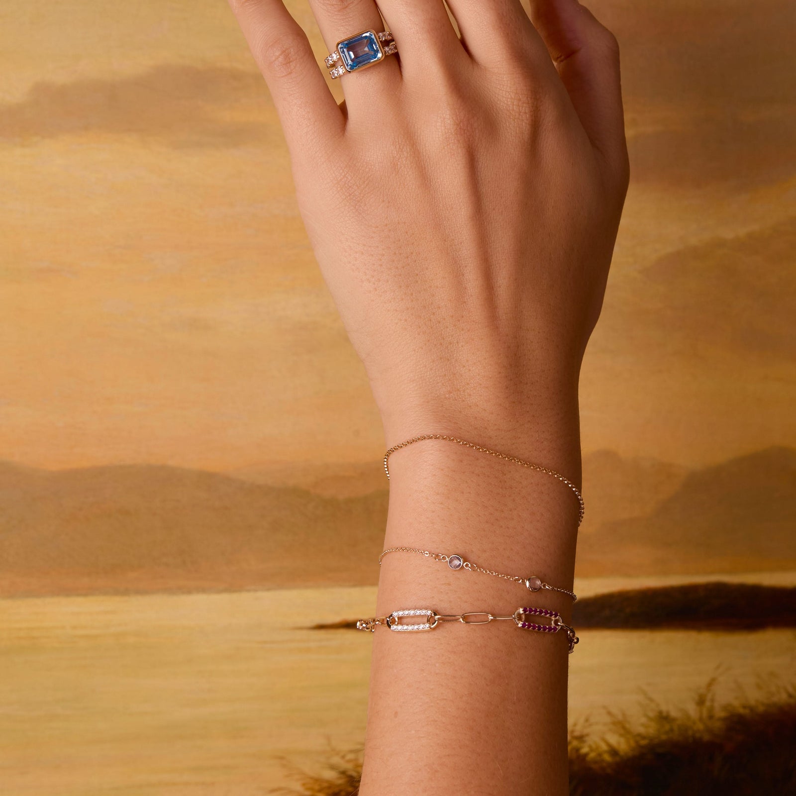 Petite 2 Birthstone Bracelet in 14k Gold