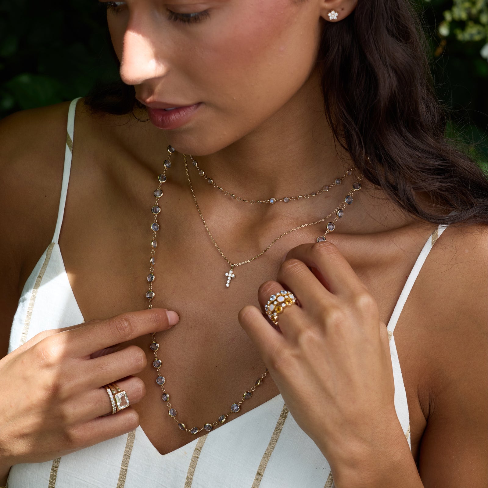 The Vault: Rosecliff Small Cross Diamond Pendant, Yellow Gold
