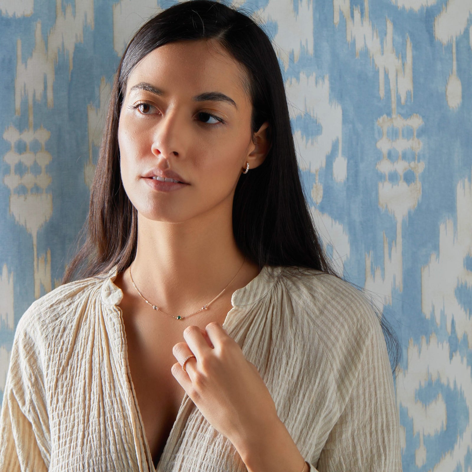 Petite 3 Birthstone Necklace in 14k Gold