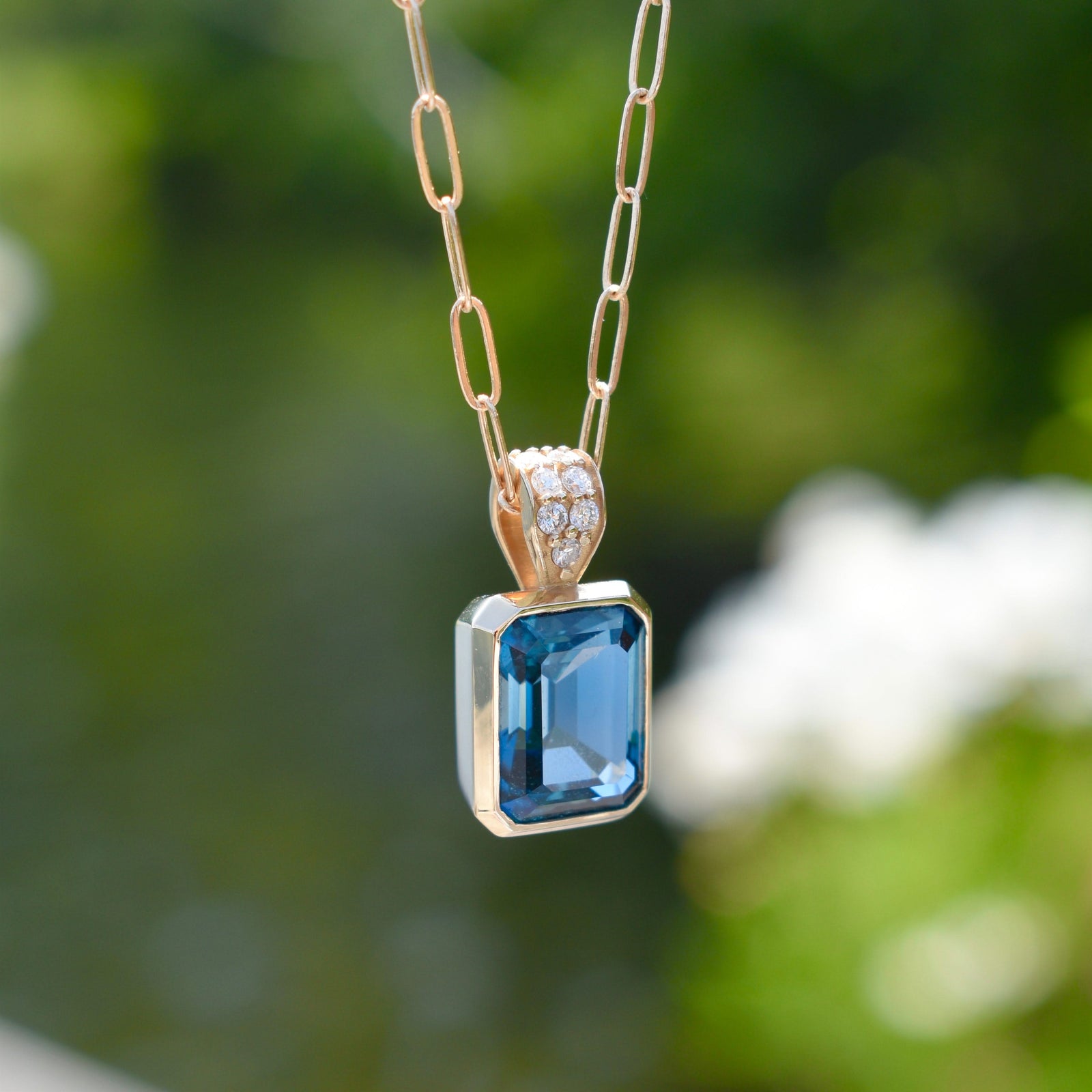 Warren Birthstone Pendant with Diamond Bale in 14k Gold