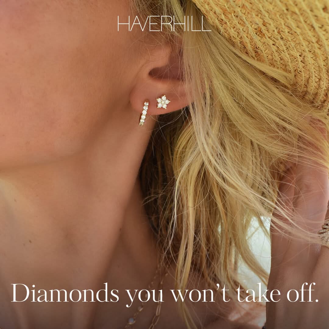 Rosecliff Diamond Huggie Hoop Earrings in 14k Gold (April)