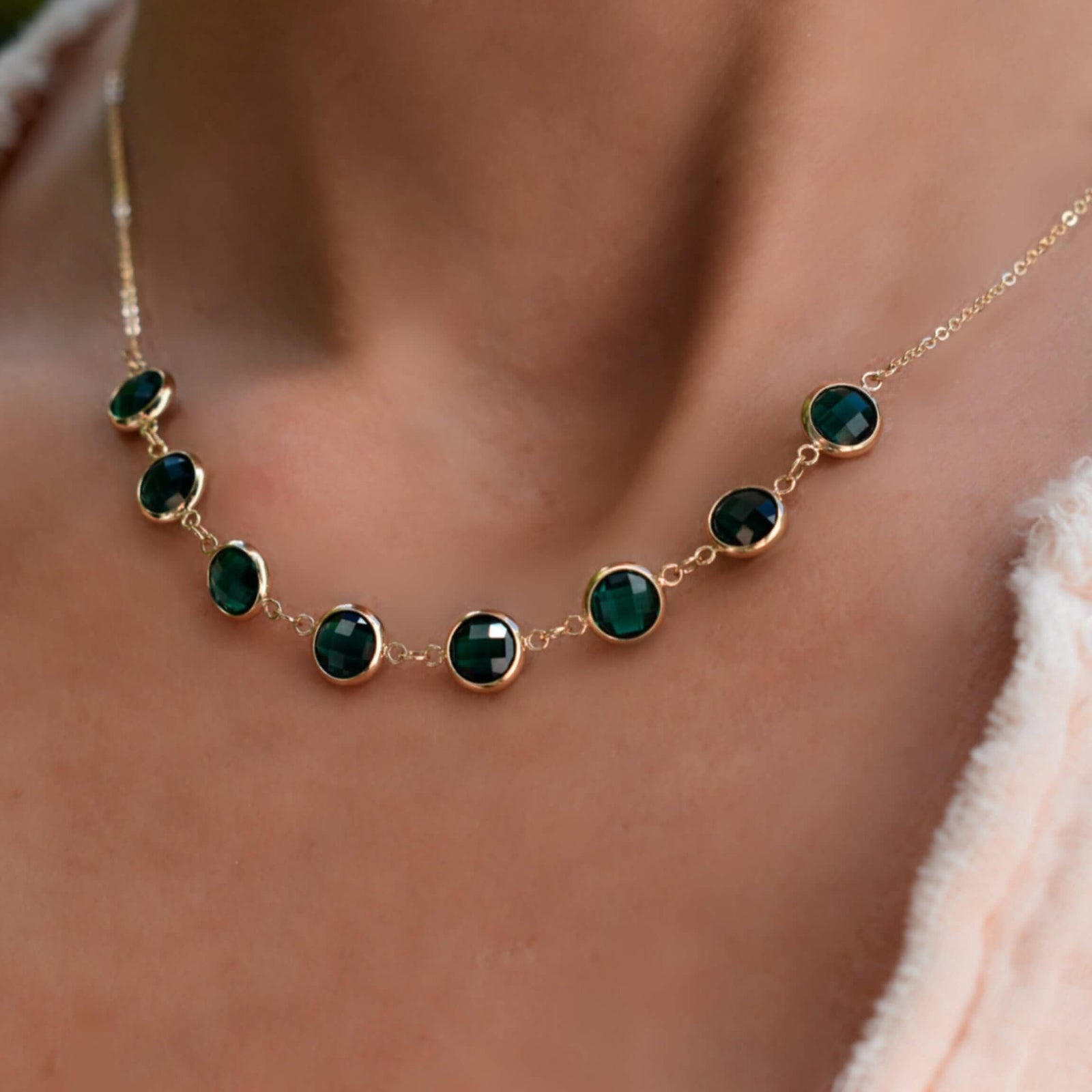 Grand 8 Connected Birthstone Necklace in 14k Gold