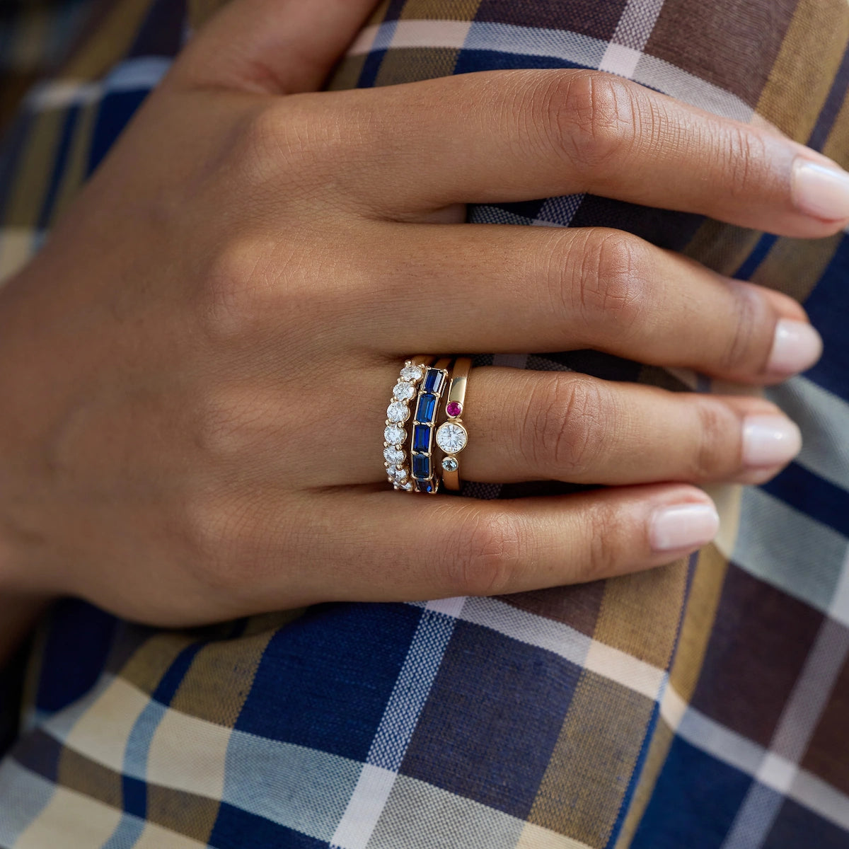 Barrington 3 Birthstone Ring in 14k Gold