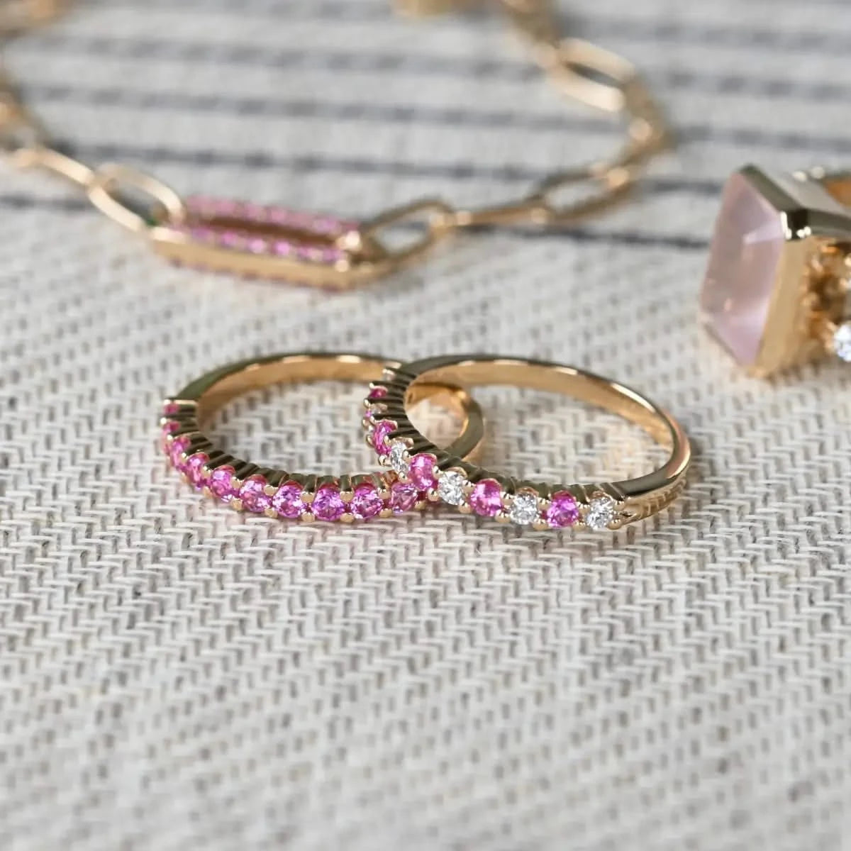 Romantic and radiant, Haverhill Pink Sapphire jewelry in 14k gold is designed for everyday elegance and meaningful gifting.