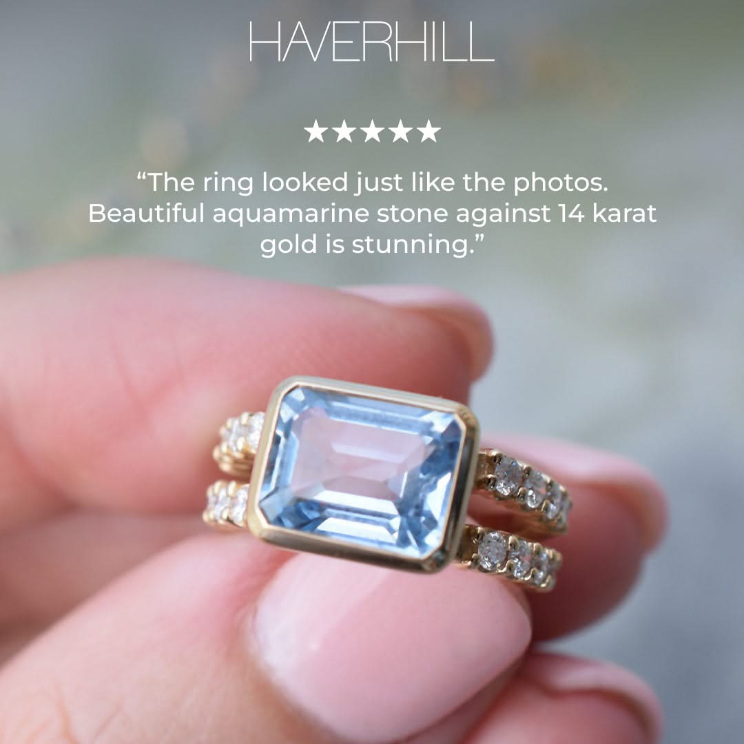 Warren Horizontal Birthstone Ring with Accent Stones in 14k Gold