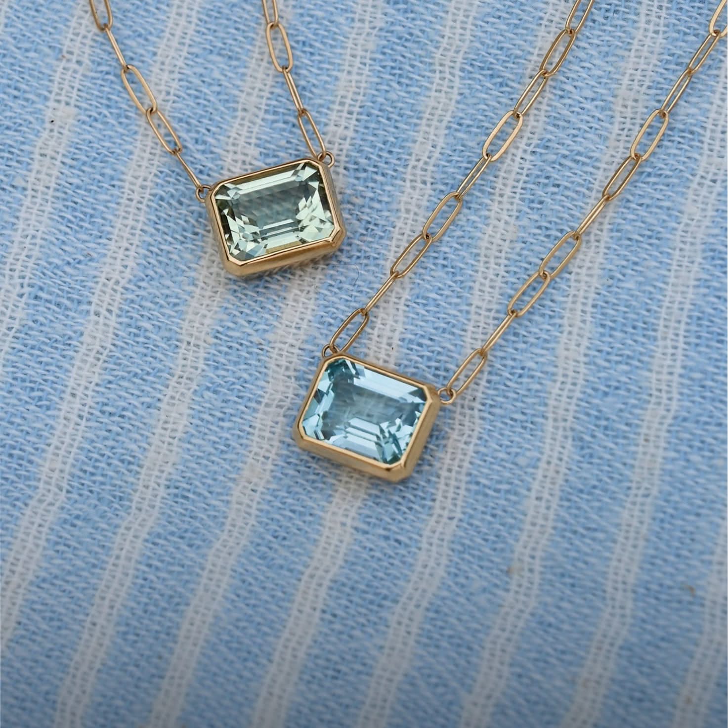 Warren Green Amethyst Necklace on Adelaide Mini Chain in 14k Gold (February)