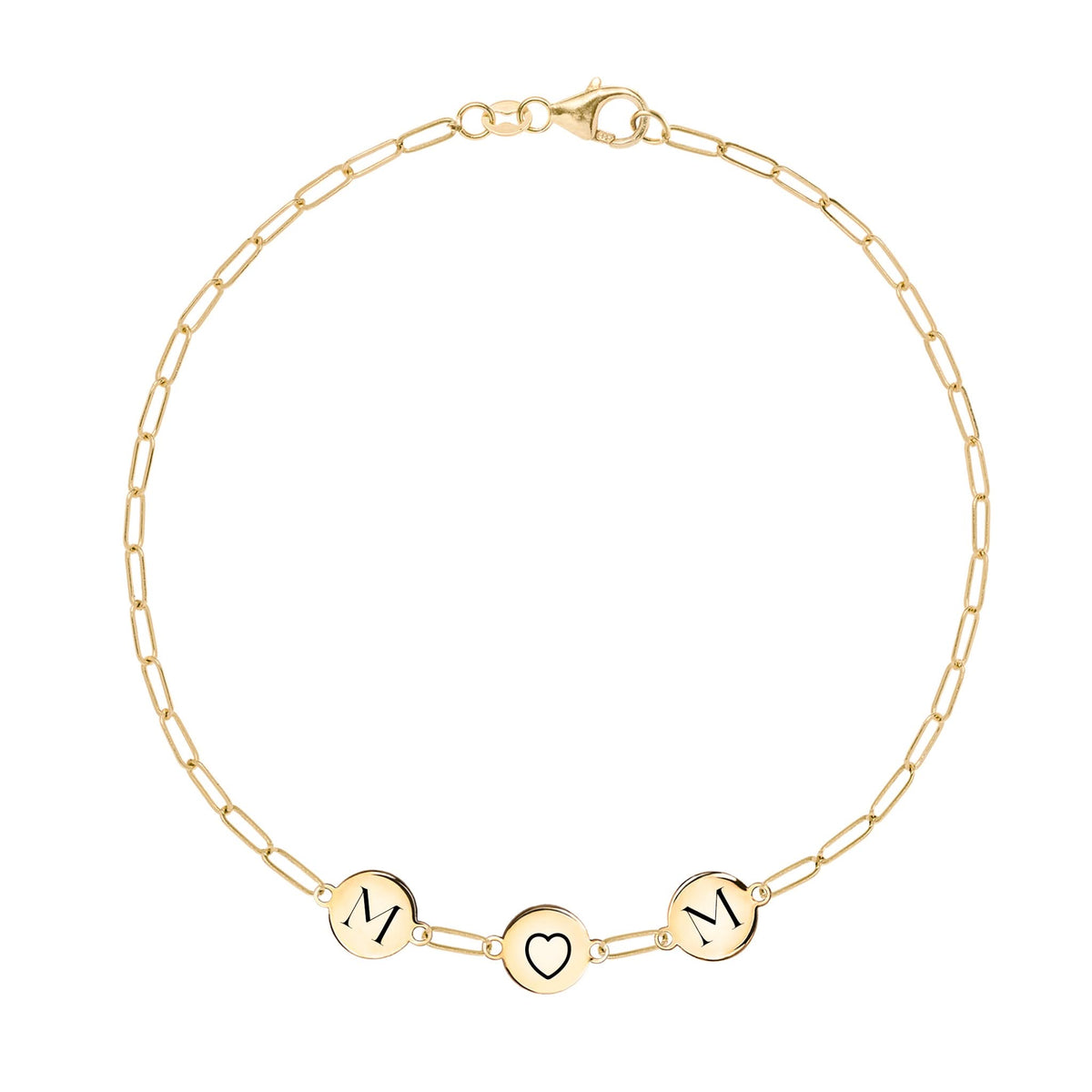 Mom Heart Bracelet on Adelaide Mini in 14k Gold