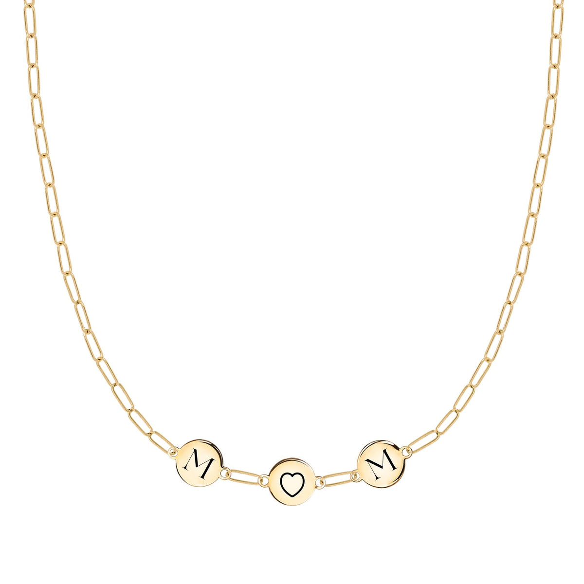 Mom Heart Necklace on Adelaide Mini in 14k Gold