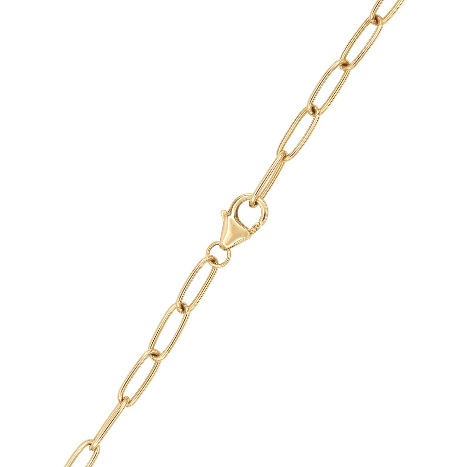 14k yellow gold 8.4 x 2.9 mm paperclip chain links with a lobster claw clasp