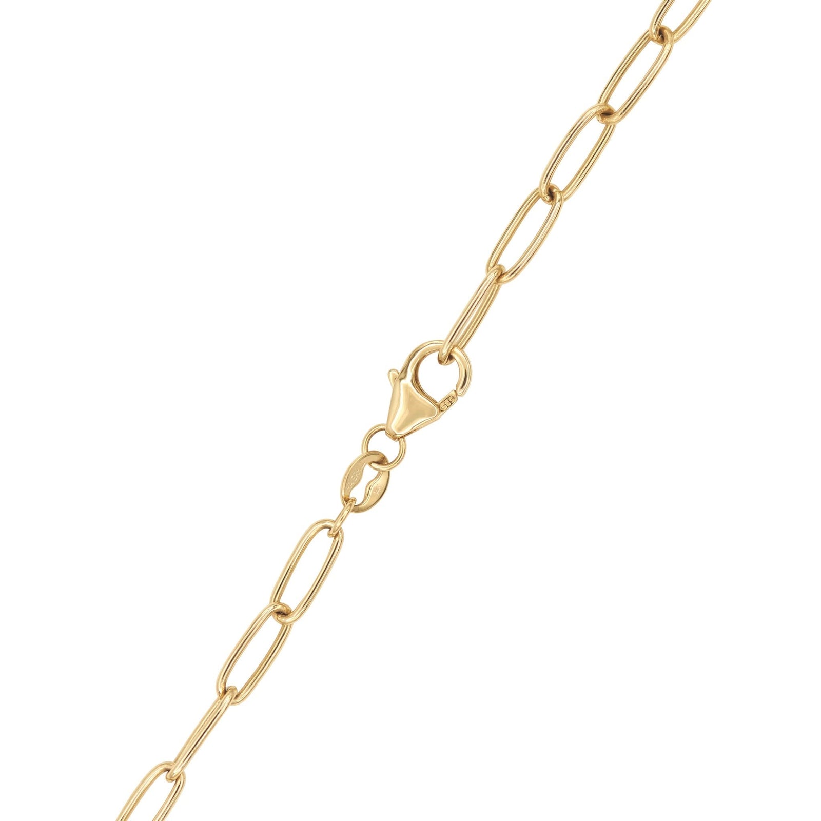 14k yellow gold 8.4 x 3 mm paperclip chain links with a lobster claw clasp