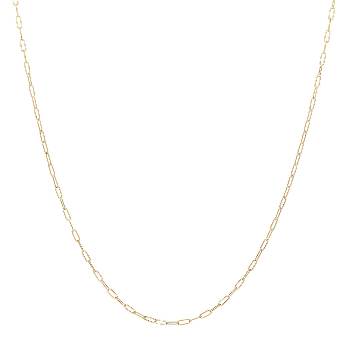 14k yellow gold Adelaide mini necklace featuring 5.2 x 2 mm paperclip chain links - front view