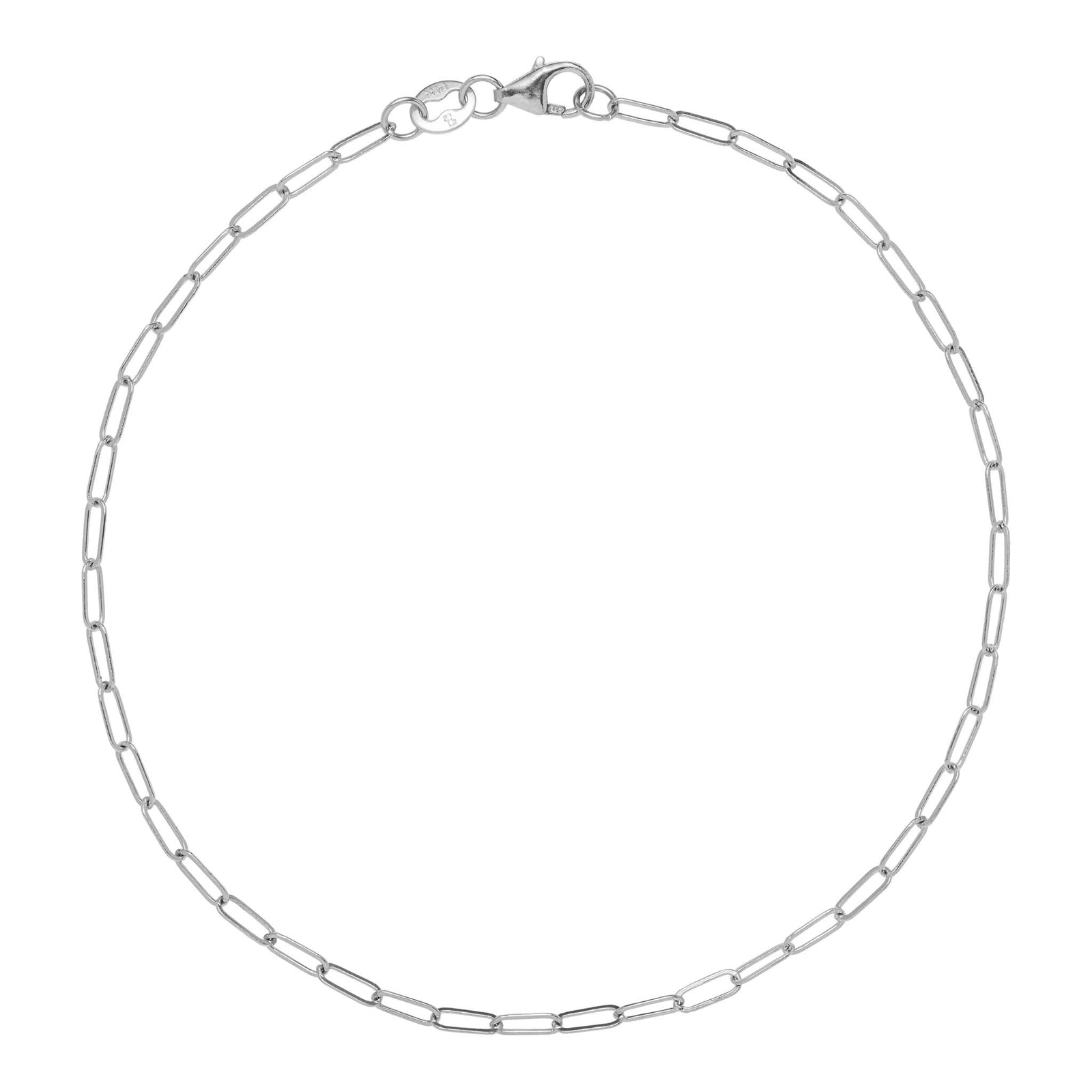14k white gold Adelaide mini bracelet featuring 5.2 x 2 mm paperclip chain links and a lobster claw clasp