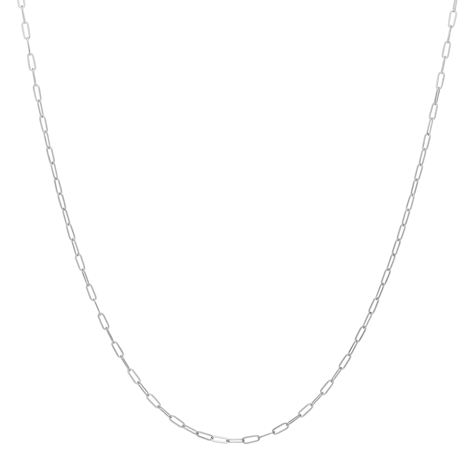 14k white gold Adelaide mini necklace featuring 5.2 x 2 mm paperclip chain links