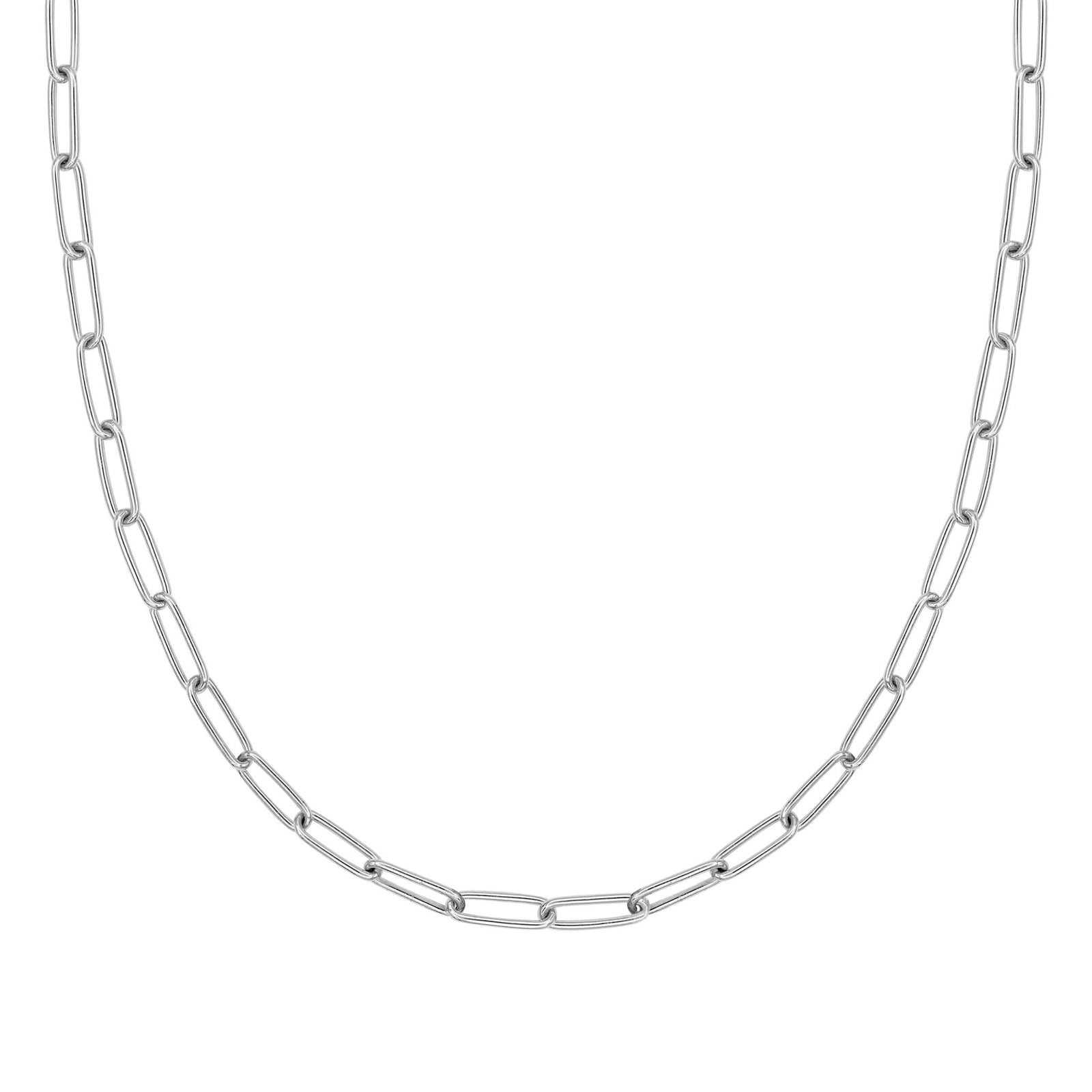 14k white gold Adelaide mini necklace featuring 8.4 x 3 mm paperclip chain links