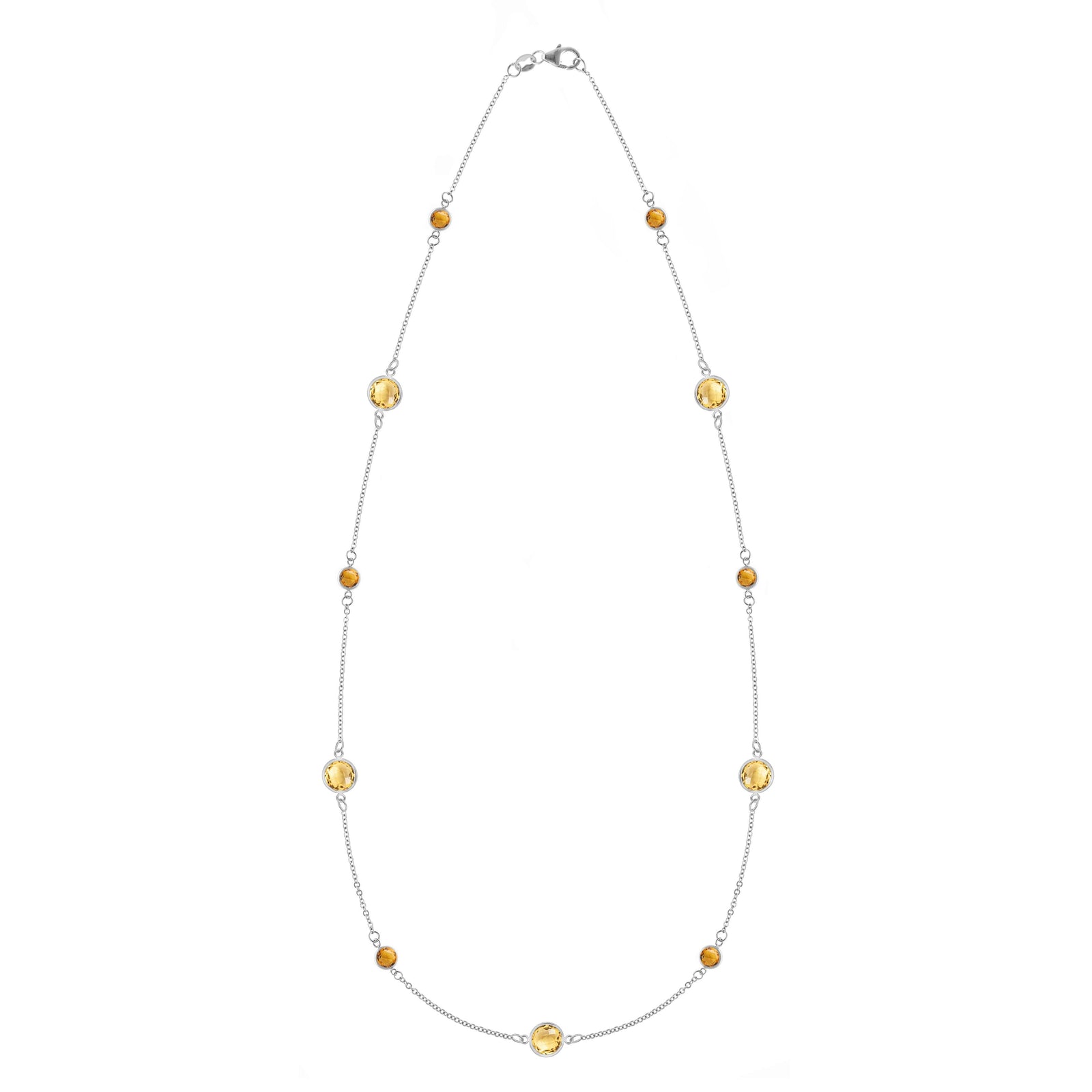 Bayberry Grand & Classic 14k white gold necklace featuring eleven alternating 4 mm and 6 mm briolette cut citrines
