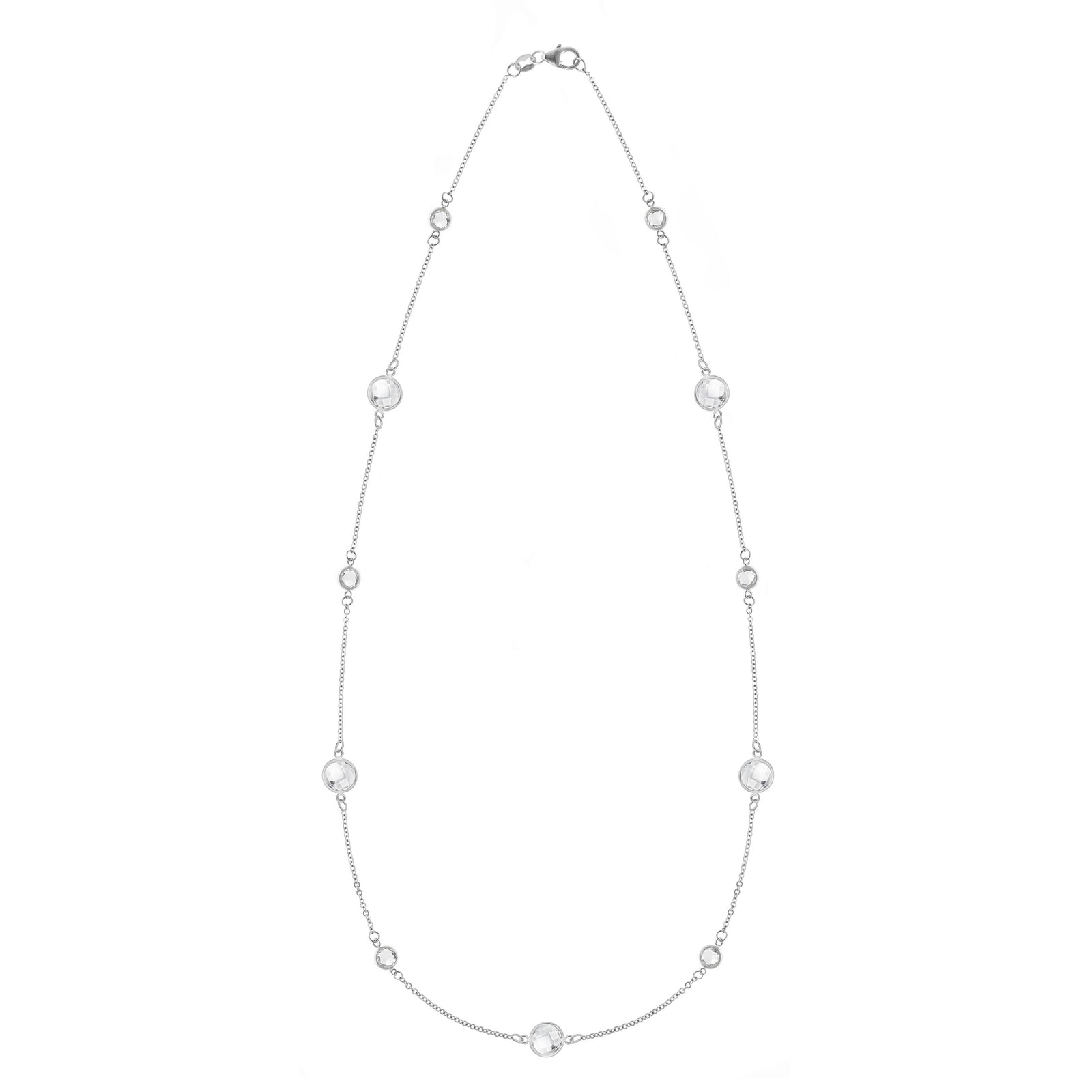 Bayberry Grand & Classic 14k white gold necklace featuring eleven alternating 4 mm and 6 mm briolette cut White Topaz
