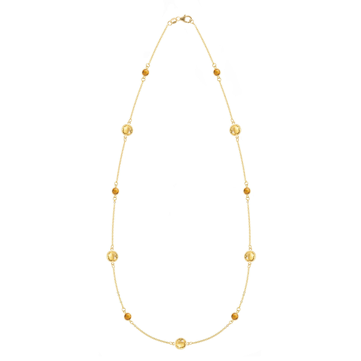 Bayberry Grand & Classic 14k yellow gold necklace featuring eleven alternating 4 mm and 6 mm briolette cut citrines