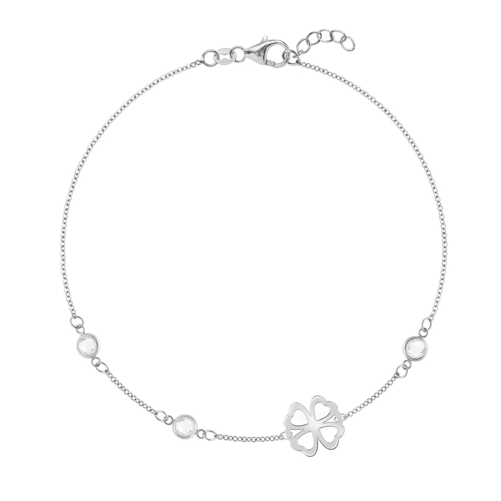 Clover & Petite 3 Birthstone Bracelet in 14k Gold