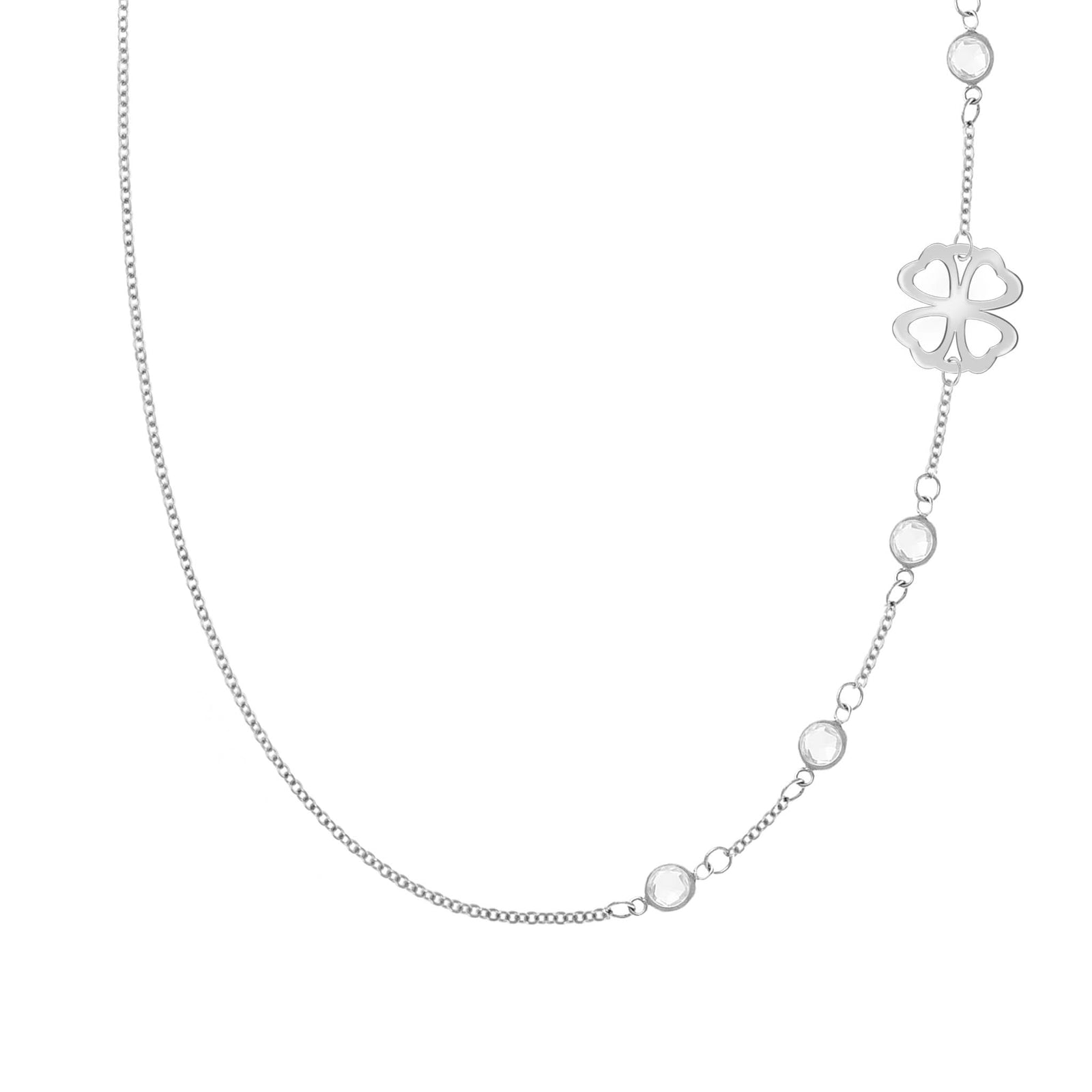 Clover & Petite 4 Birthstone Necklace in 14k Gold
