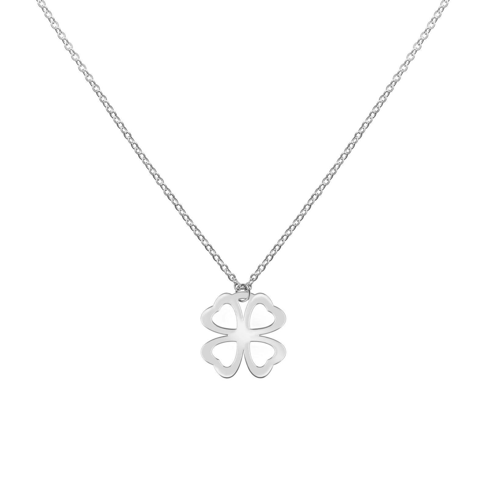 Flat Clover Pendant with Classic Chain in 14k Gold