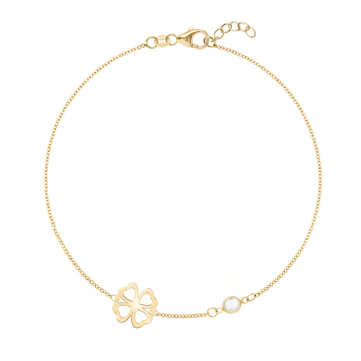 Clover & Petite 1 Birthstone Bracelet in 14k Gold