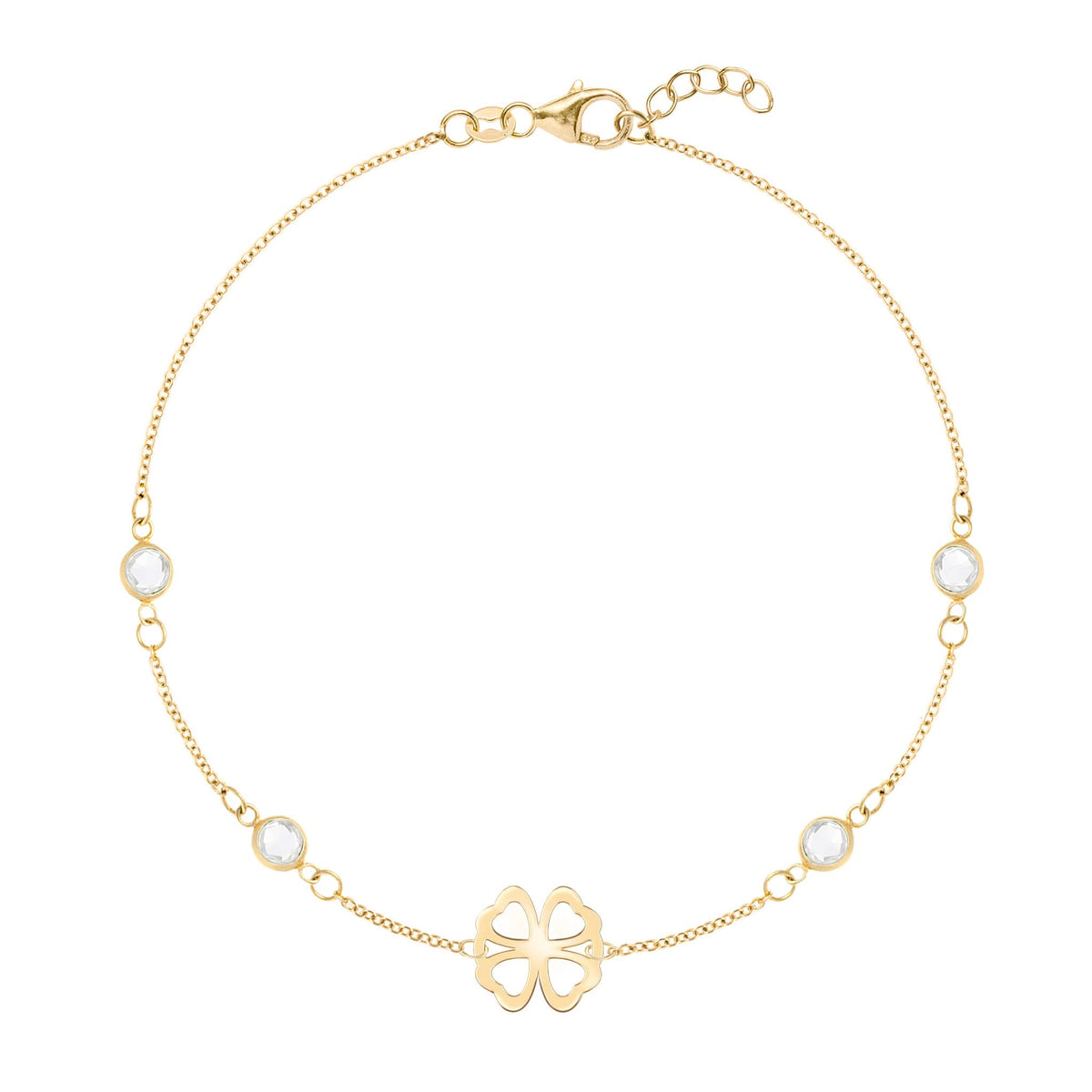 Clover & Petite 4 Birthstone Bracelet in 14k Gold