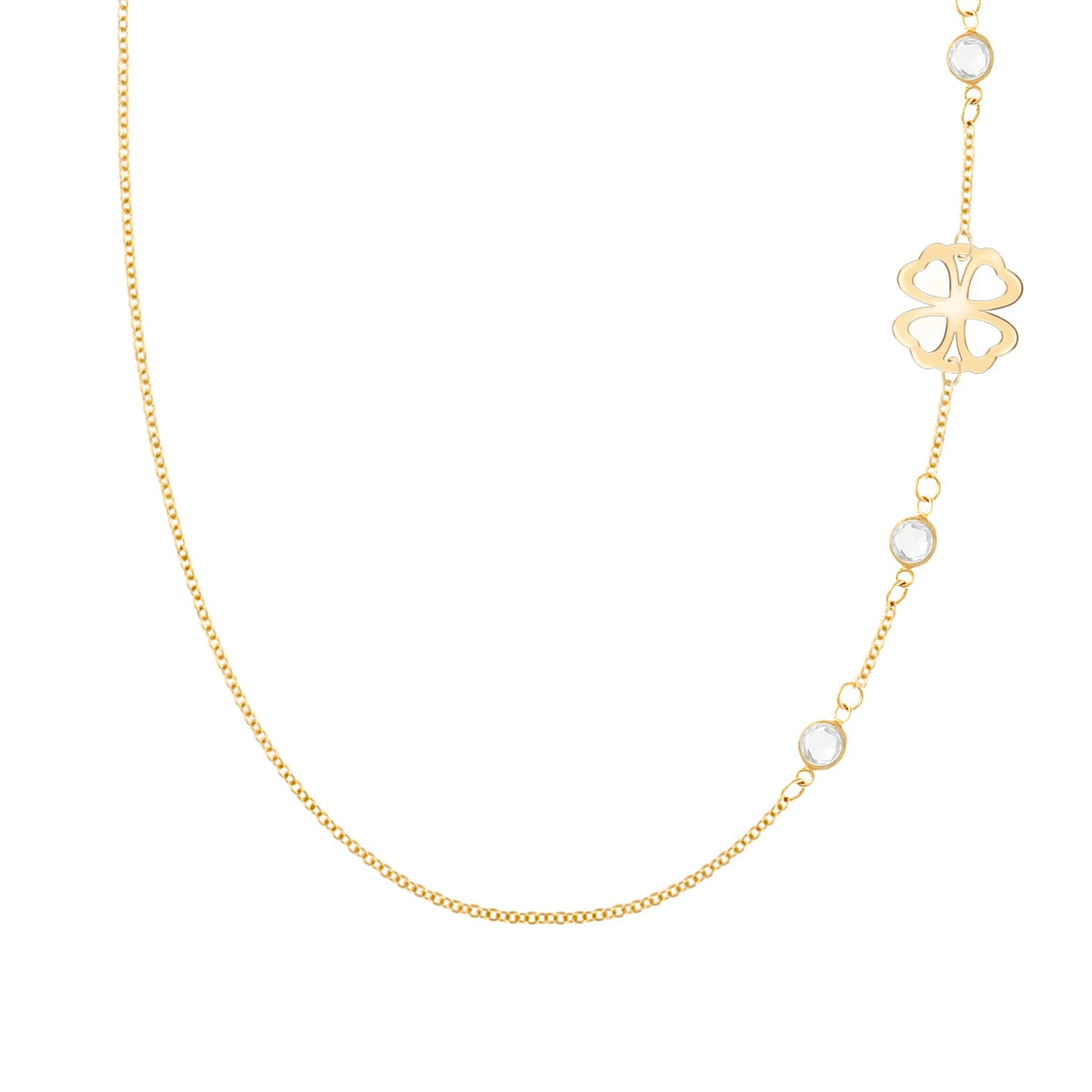 Clover & Petite 3 Birthstone Necklace in 14k Gold