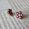 Greenwich Flower Ruby & Diamond Necklace and Earrings Set in 14k Gold (July)