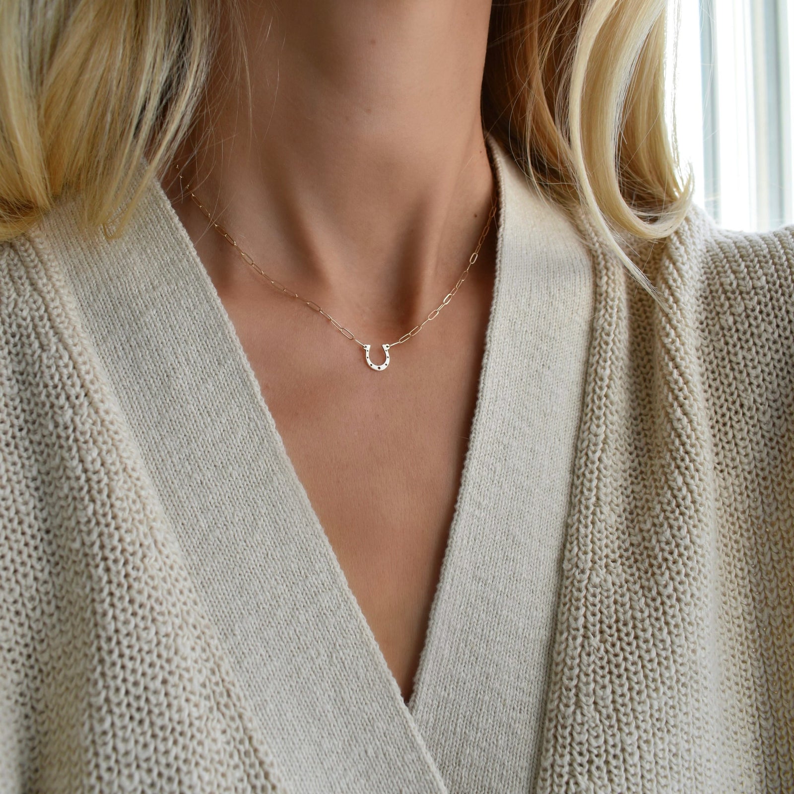 Small Horseshoe Adelaide Mini Necklace in 14k Gold
