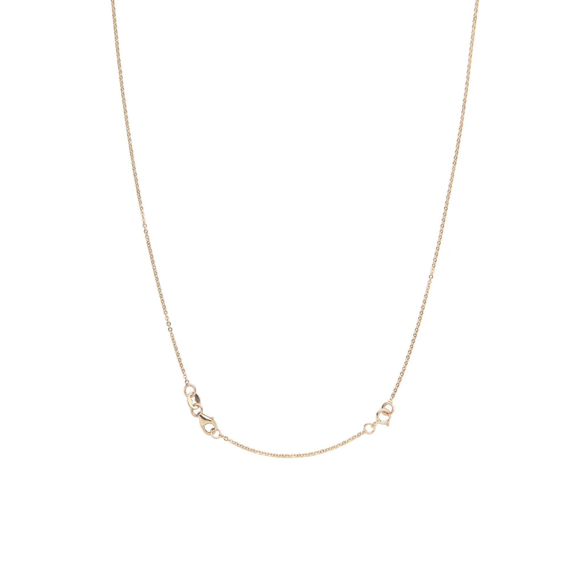 14k yellow gold cable chain with a spring ring clasp 2" chain extender - front view