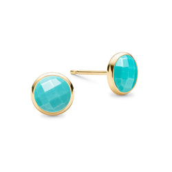 Grand Turquoise Stud Earrings in 14k Gold (December)