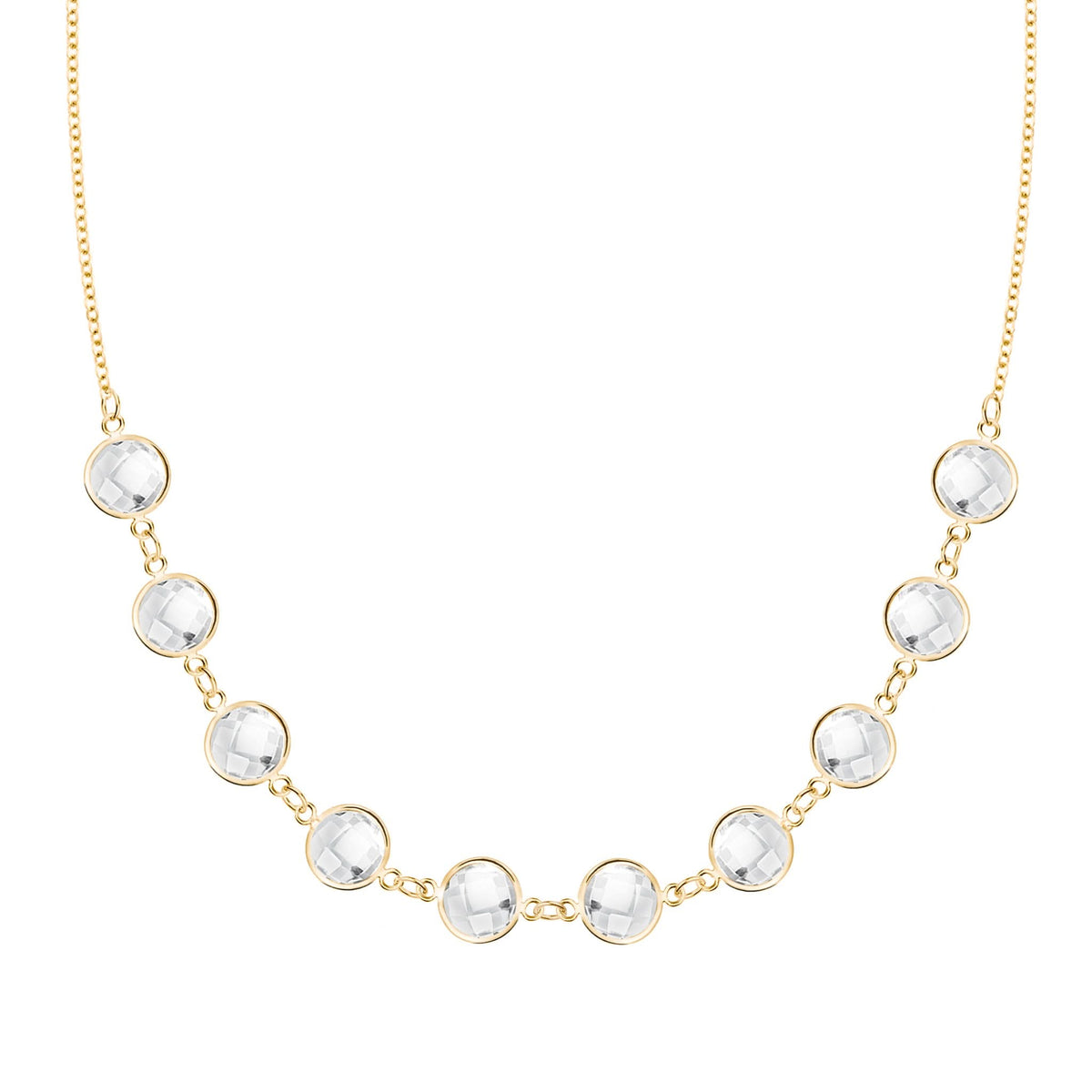 Grand 10 Connected Birthstone Necklace in 14k Gold