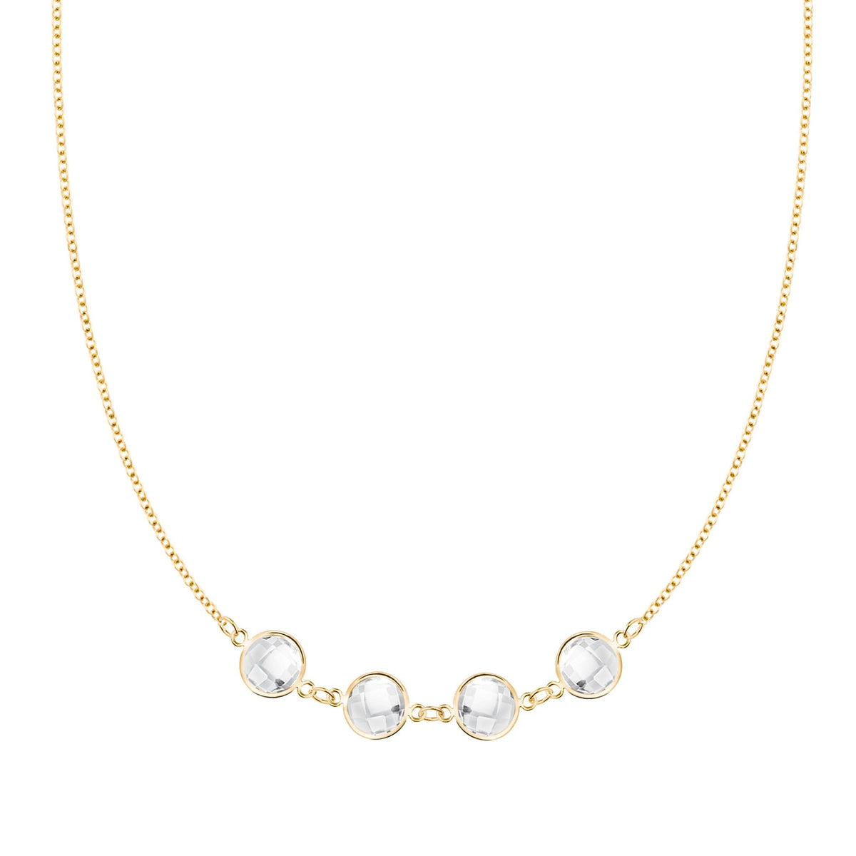 Grand 4 Connected Birthstone Necklace in 14k Gold
