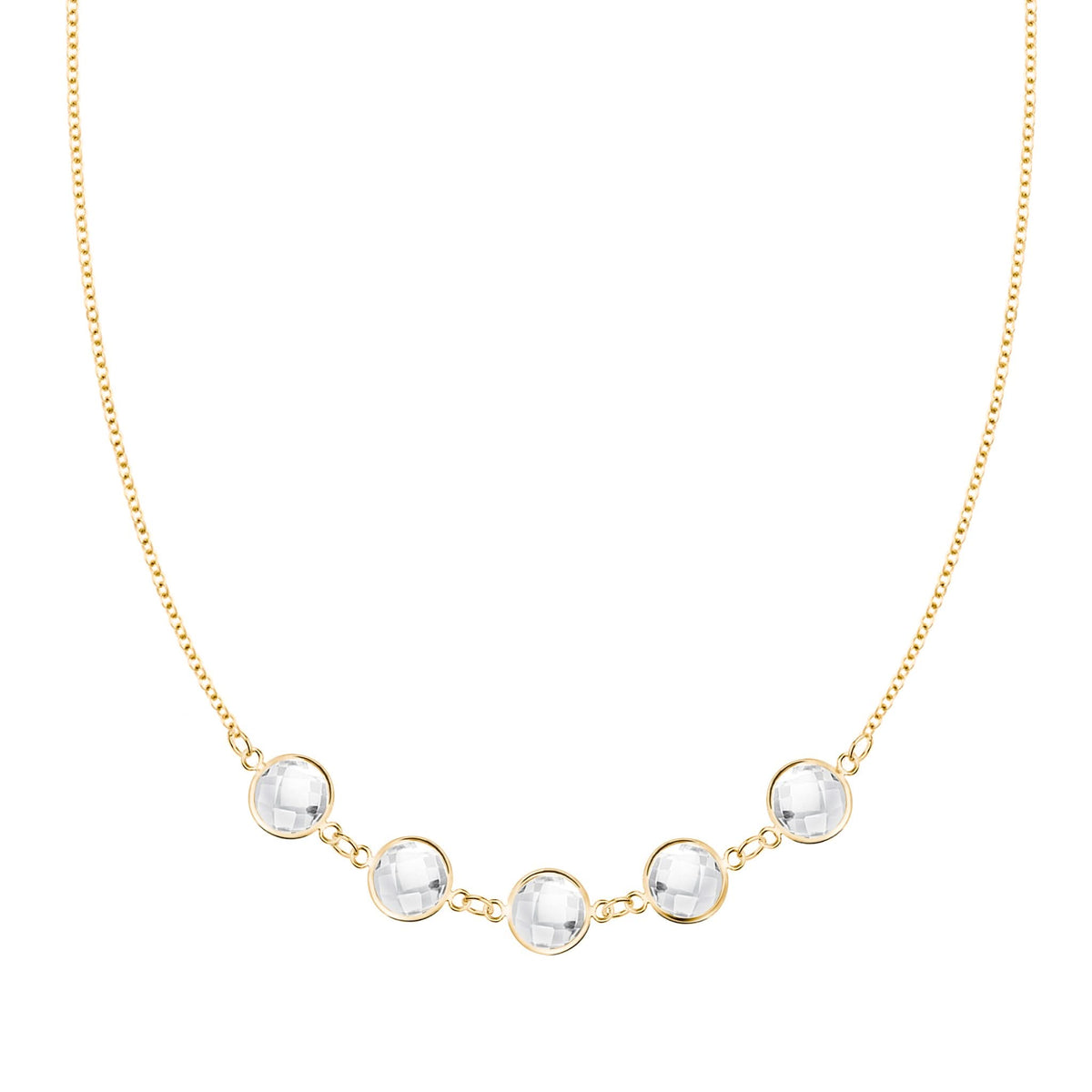 Grand 5 Connected Birthstone Necklace in 14k Gold