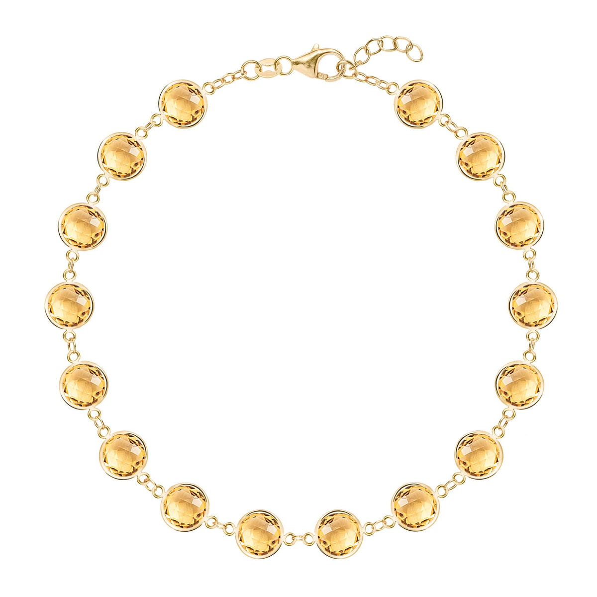 Newport Grand 14k yellow gold bracelet featuring 6 mm briolette cut bezel set citrines - front view