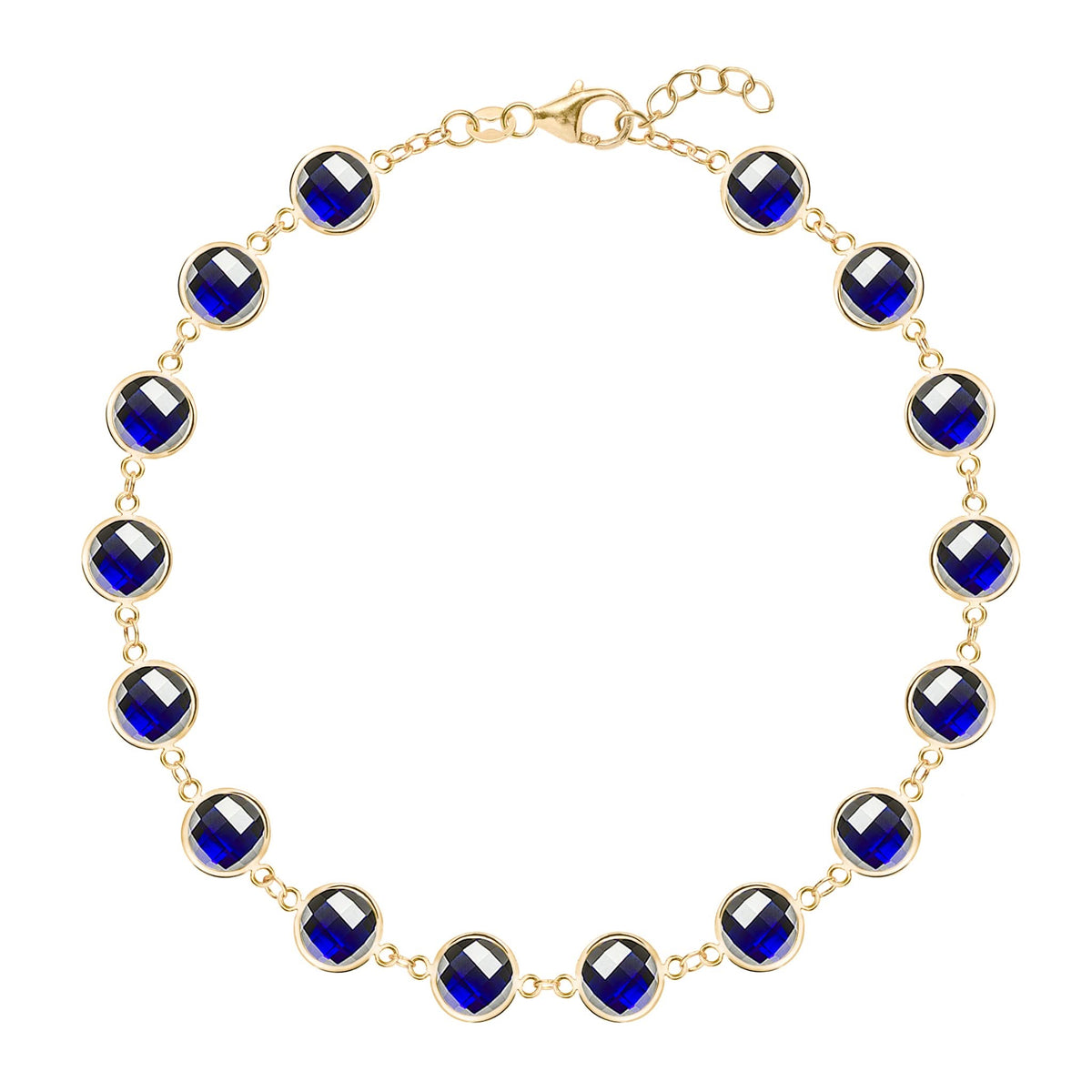 Newport Grand 14k yellow gold bracelet featuring sixteen 6 mm briolette cut bezel set sapphires - front view