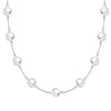 Grand 14k white gold 1.17 mm cable chain necklace featuring nine 6 mm briolette cut bezel set gemstones