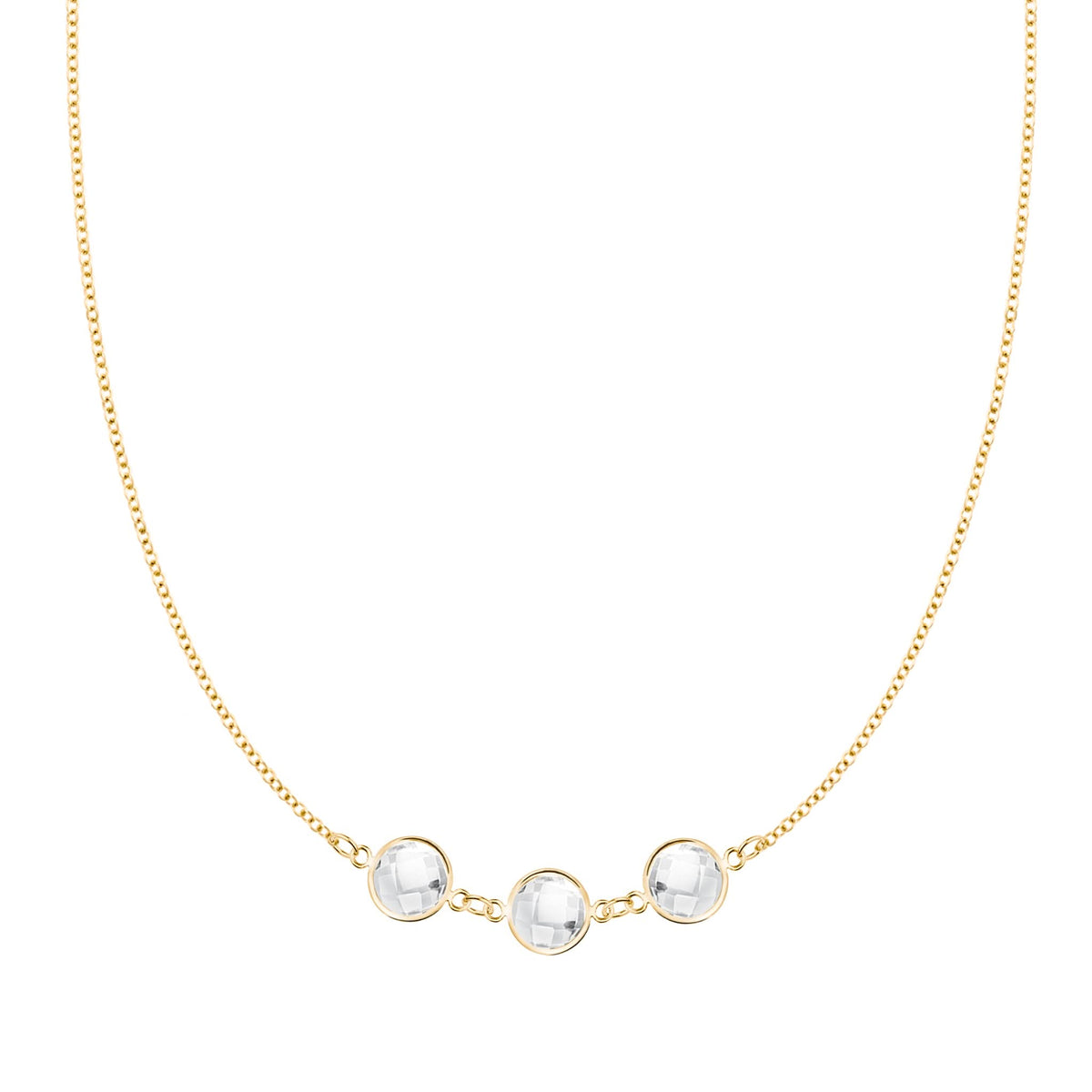 Grand 3 Connected Birthstone Necklace in 14k Gold