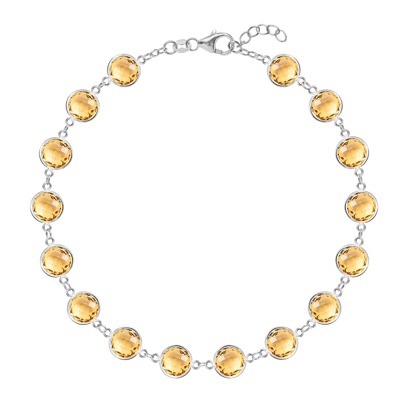 Newport Grand 14k white gold bracelet featuring 6 mm briolette cut bezel set citrines