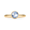 1.6 mm wide 14k yellow gold Grand ring featuring one 6 mm briolette cut bezel set aquamarine - front view