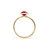 1.6 mm wide 14k yellow gold Grand ring featuring one 6 mm briolette cut bezel set ruby - standing view